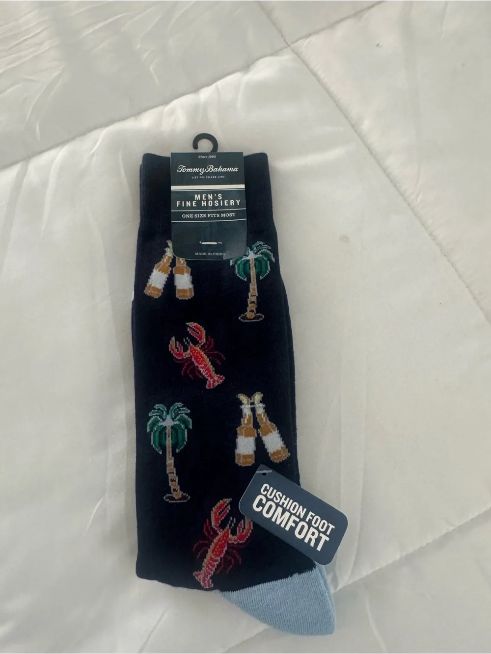 Tommy Bahama Black‎ Casual Socks with Palm Tree, Lobster & Bottle Motifs